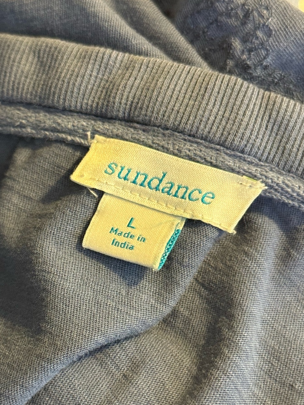 Sundance Blue Floral Embroidered Long Sleeve Henley Size Large - Picture 8 of 10